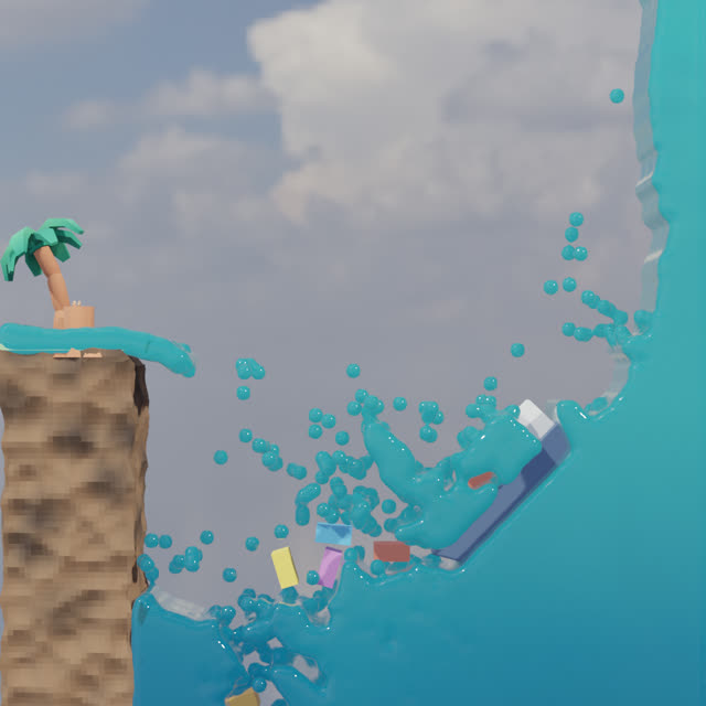 A cargo ship tipping over with containers falling into the sea